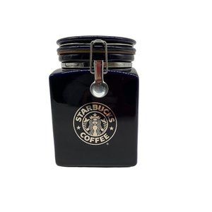 Starbucks Beehouse Cobalt Blue Coffee / Tea Canister With Silver Mermaid Logo